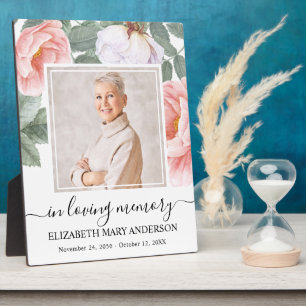 Gedenkfoto Pink Florales Erinnerungsstück Fotoplatte