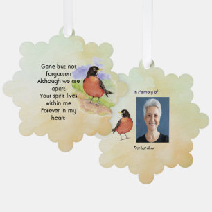 Gedenkfoto Wasserfarbe Rotkehlchen Garten Vogel Ornament Karte