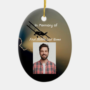 Gedenkfotogebet Pilot Flugzeuge Flug  Keramik Ornament