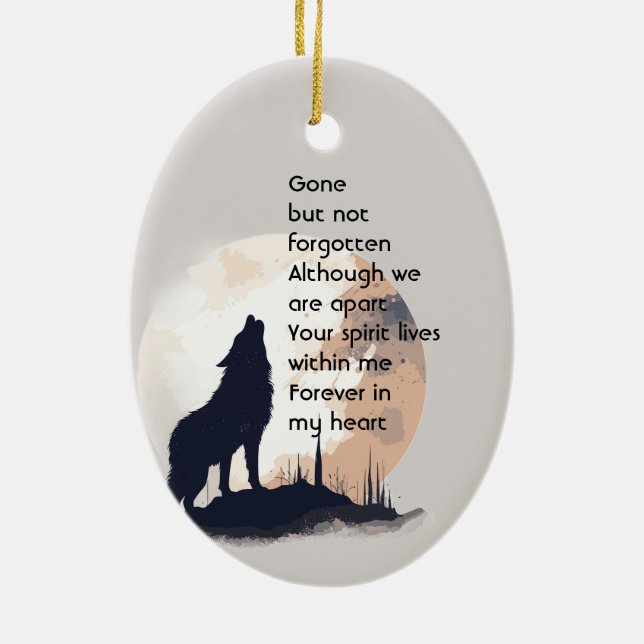 Gedenkgebet Lone Wolf Howling Keramik Ornament (Hinten)