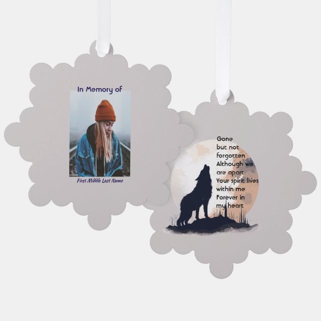 Gedenkgebet Lone Wolf Howling Ornament Karte (Vorderseite/Rückseite)