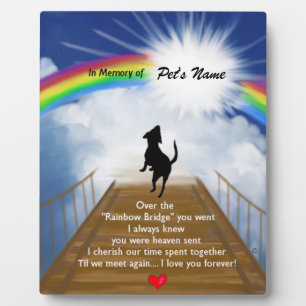 Gedenkgedicht von Rainbow Bridge für Hunde Fotoplatte