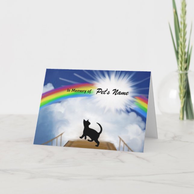 Gedenkgedicht von Rainbow Bridge für Katzen Karte (Vorderseite)
