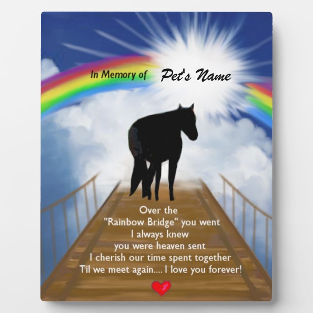 Gedenkgedicht von Rainbow Bridge für Pferde Fotoplatte (Vorderseite)