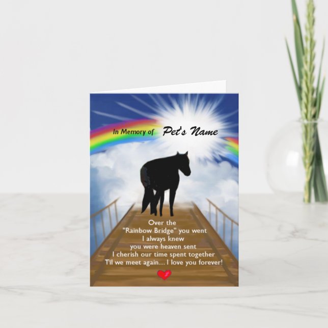 Gedenkgedicht von Rainbow Bridge für Pferde Karte (Vorderseite)