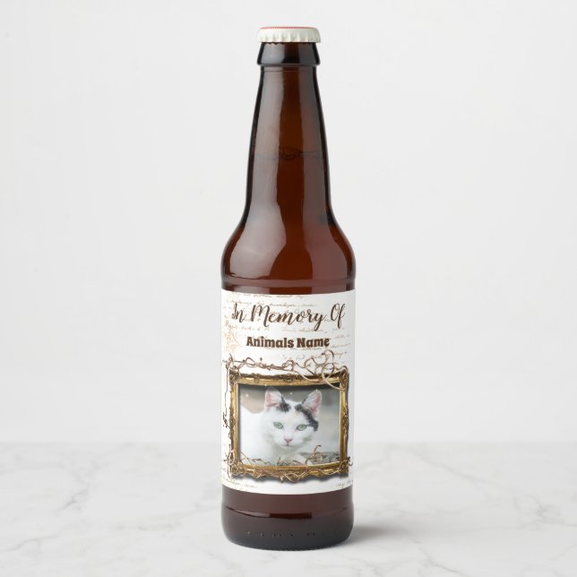 Gedenkgeschenke für Haustiere | PERSONALISIERT Bierflaschenetikett (Vorderseite)