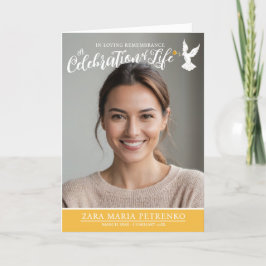 Gedenkgottesdienst Beerdigung Taube warmgelbes Fot Programm