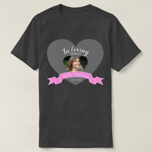 Gedenkgottesdienst Foto Rosa Band Beerdigung T-Shirt (Design vorne)