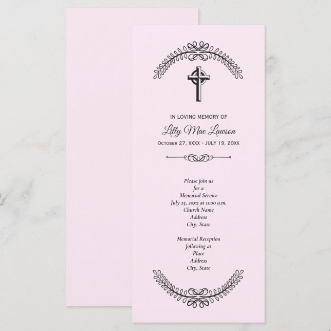 Gedenkgottesdienst für Beerdigung Rosa Einladungen (Vorne/Hinten)