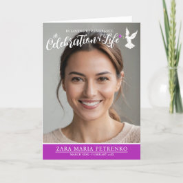 Gedenkgottesdienst Taube lila Rose Foto Programm