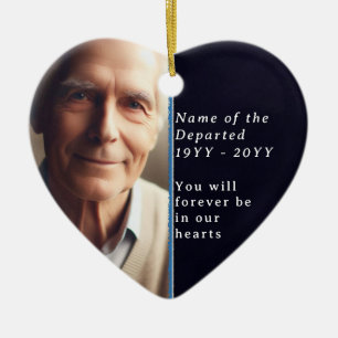 Gedenkherz Foto, Psalm 23 Schwarz, Weiß Blau Keramik Ornament