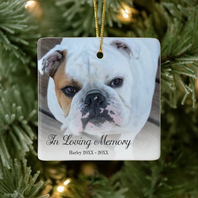 Gedenkhund Foto in der Liebe Erinnerung Weihnachte Keramikornament (Baum)