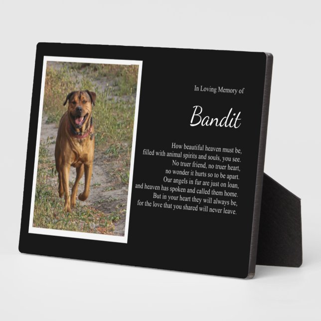 Gedenkhund mit Foto Name Spirituelle Gedicht Himme Fotoplatte (Seite)