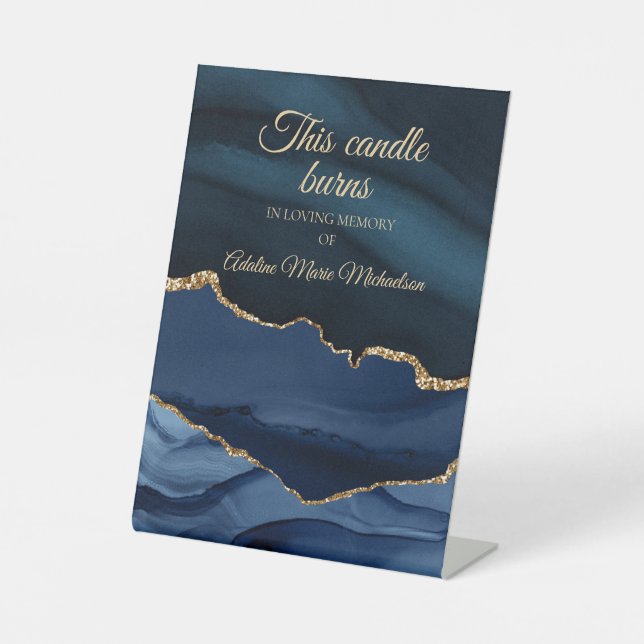 Gedenkkapelle Hochzeit Burns Navy Blue Gold Sockelschild (Vorderseite)