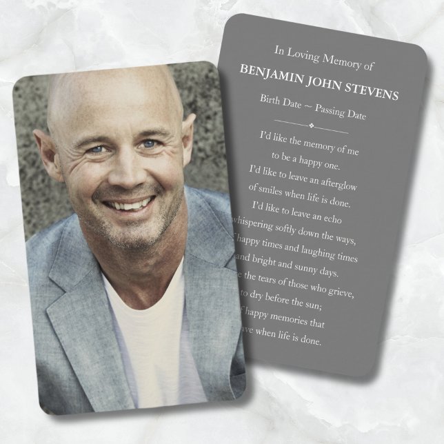 Gedenkkarte für das personalisierte Foto Beileid Visitenkarte (Photo Memorial Prayer Card)