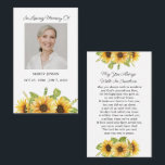 Gedenkkarte für Sonnenblumen Foto Beerdigungskarte Visitenkarte<br><div class="desc">Speziell für Sie!</div>