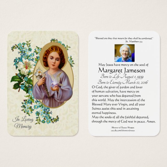 Gedenkkarte Jesus floralkatholische Beerdigung - (Vorne & Hinten)