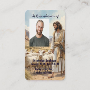 Gedenkkarte Jesus Schäferhirte Schafe Visitenkarte