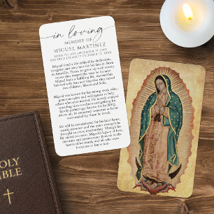 Gedenkkarte mit Foto und Gebet für Guadalupe im Ge