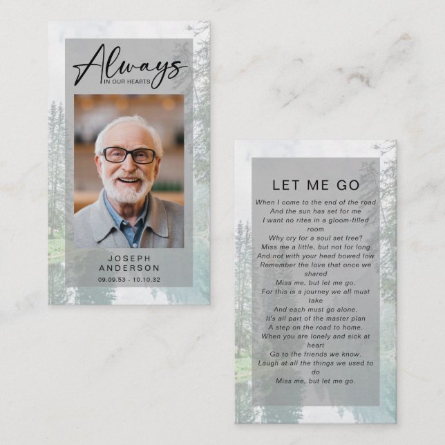 Gedenkkarte | Wald Telefonnummerkarte (Vorne/Hinten)