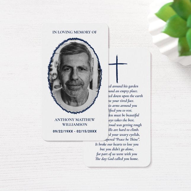 Gedenkkarten für Navy Blue Custom Foto (Schreibtisch)
