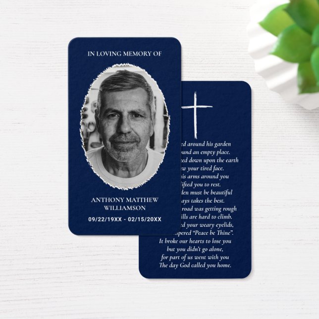 Gedenkkarten für Navy Blue Custom Foto (Schreibtisch)