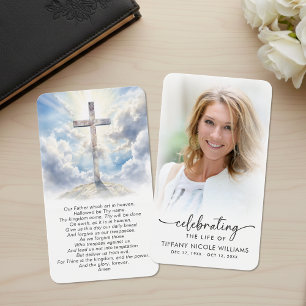Gedenkkarten zum Leben mit Kreuz und Gebet der Her