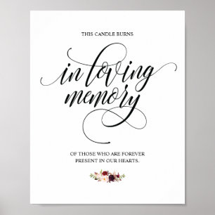 Gedenkkerze "In Loving Memory" - Schild