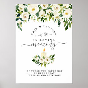 Gedenkkerze mit weißen Blumen 'In liebevoller Erin Poster