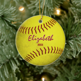 Gedenkmädchen Sport grungelgelber Weichball Keramik Ornament