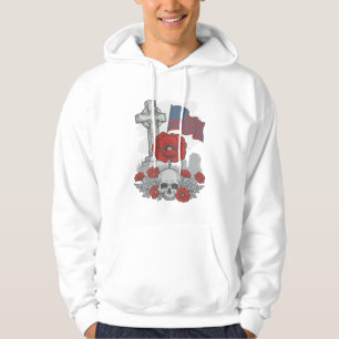 Gedenkmohnflaggenkreuz Vintage Gravur Vektor Hoodie