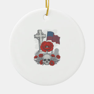 Gedenkmohnflaggenkreuz Vintage Gravur Vektor Keramik Ornament