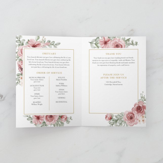 Gedenkorden zur Beerdigung: florales Foto Programm (Innenseite)