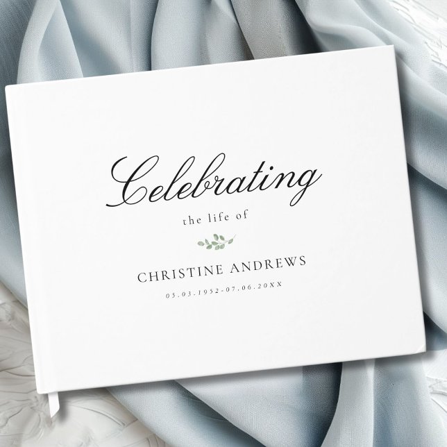 Gedenkstätte "Feiern des Lebens" Weißer Eukalyptus Gästebuch (Memorial "Celebrating life of" White Eucalyptus Guest Book)