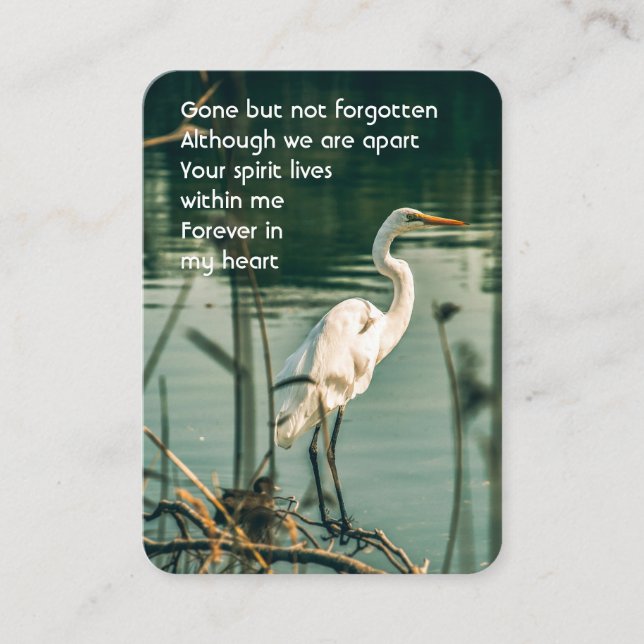 Gedenkstätte Foto Gebet Egret Water Bird Visitenkarte (Vorderseite)