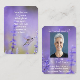 Gedenkstätte Foto Gebet Lavendel Hummingbird Garde Visitenkarte