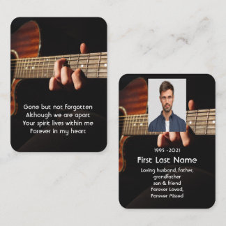 Gedenkstätte Foto Gebet Musiker Piano Gitarre Visitenkarte