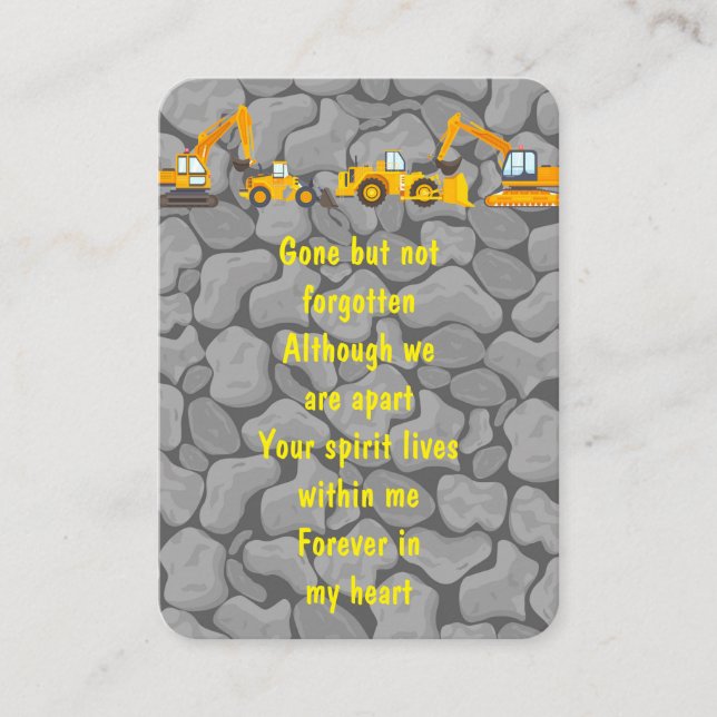 Gedenkstätte Foto Gebet schwere Ausrüstung Bau Visitenkarte (Vorderseite)