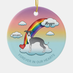 Gedenkstätte für Blaue und Weiße Windhunde Keramik Ornament