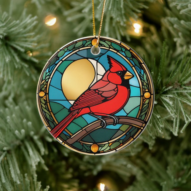 Gedenkstätte für den Rotbarsch-Kardinal-Kardinal Keramik Ornament (Baum)