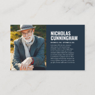 Gedenkstätte für die Trauerfeier in der Erinnerung Visitenkarte