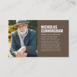 Gedenkstätte für die Trauerfeier in der Erinnerung Visitenkarte