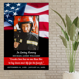 Gedenkstätte für Feuerwehrleute zur Beerdigung des Poster