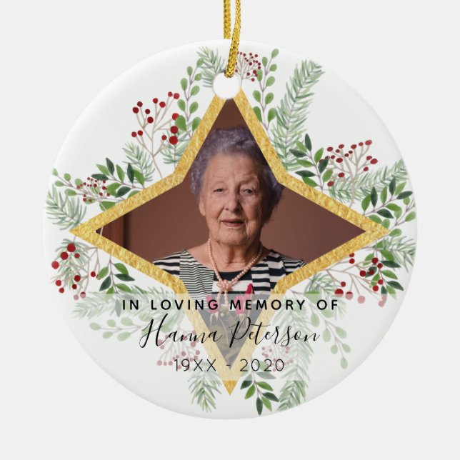 Gedenkstätte für Gold und Blumen Keramik Ornament (Vorne)