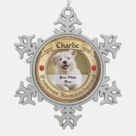 Gedenkstätte für Goldene Haustiere - für immer ver Schneeflocken Zinn-Ornament