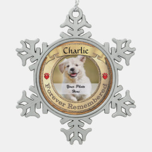 Gedenkstätte für Goldene Haustiere - für immer ver Schneeflocken Zinn-Ornament