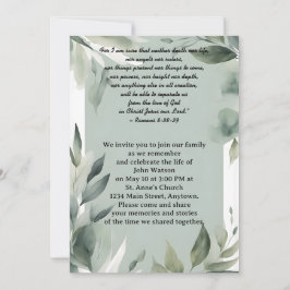 Gedenkstätte für grüne und weiße Blätter Einladung