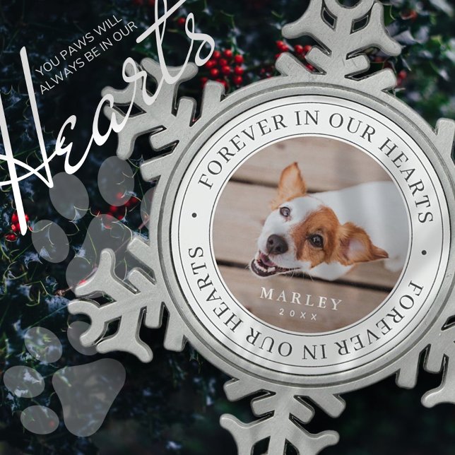 Gedenkstätte für Haustiere in unserem Herzen Moder Schneeflocken Zinn-Ornament (Von Creator hochgeladen)