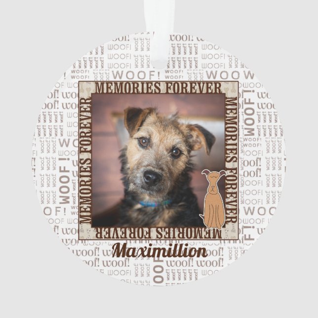 Gedenkstätte für Hunde mit Foto in Brown Hues Ornament (Rückseite)