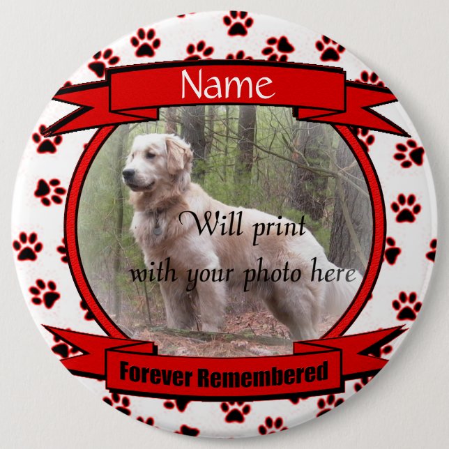 Gedenkstätte für Hunde oder Katzen Button (Vorderseite)